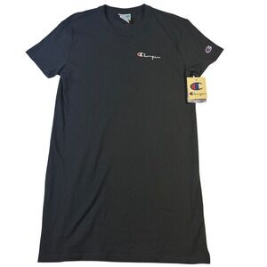 Champion Womens Boyfriend Tee Dress Black Short Sleeve Ribbed Heritage Size Sm